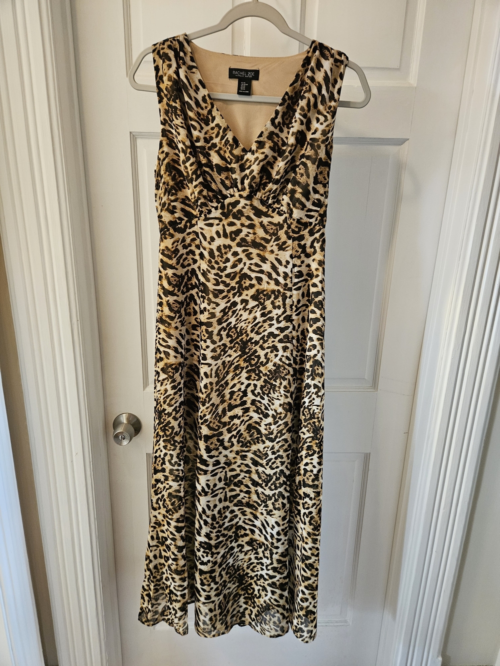 Rachel Zoe Leopard Print V-Neck Maxi Dress - Tan/Black